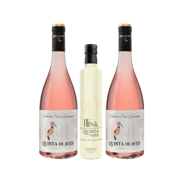 Estuche de 2 botellas de rosé y una botella de AOVE